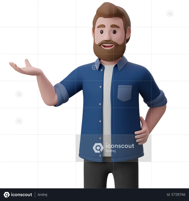 Man Pointing Hand To Introduce Something  3D Illustration