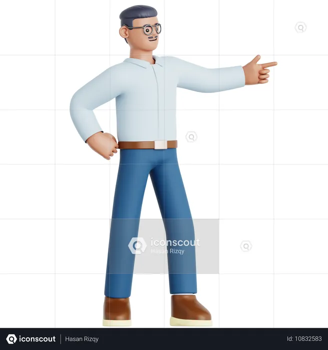 Man Pointing Left  3D Illustration