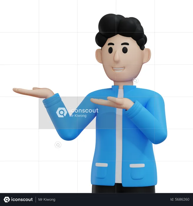 Man pointing something on his right side  3D Illustration