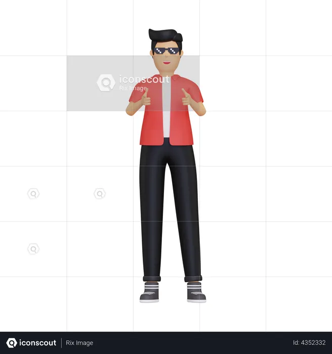 Man pointing towards the front  3D Illustration