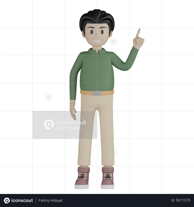 Man Pointing Up  3D Illustration