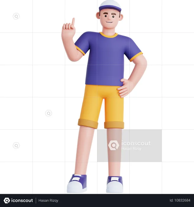 Man Pointing Up  3D Illustration