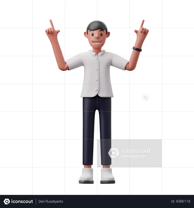 Man pointing up  3D Illustration