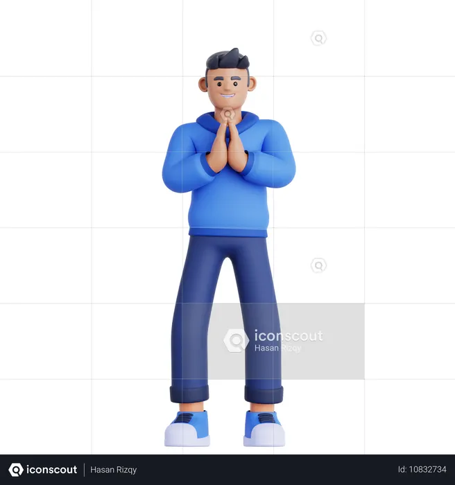 Man Praying  3D Illustration