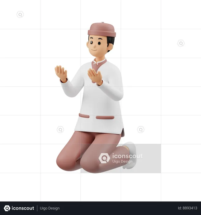 Man Praying  3D Illustration