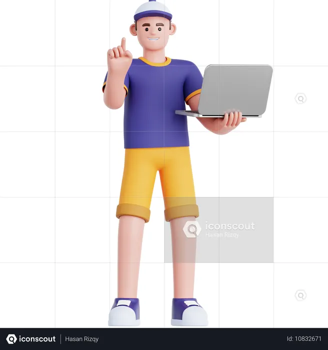 Man Presentation with Laptop  3D Illustration