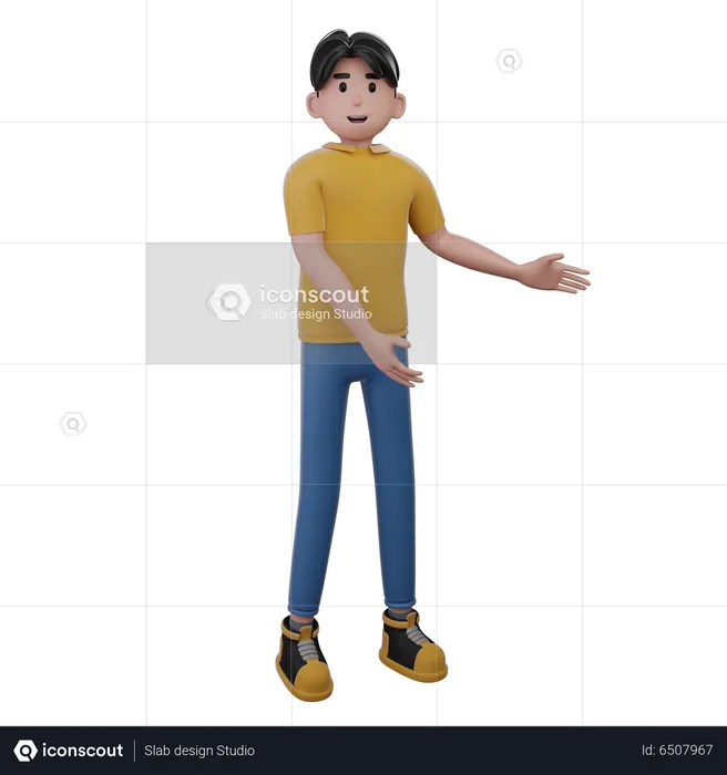 Man Presenting At Right Side  3D Illustration