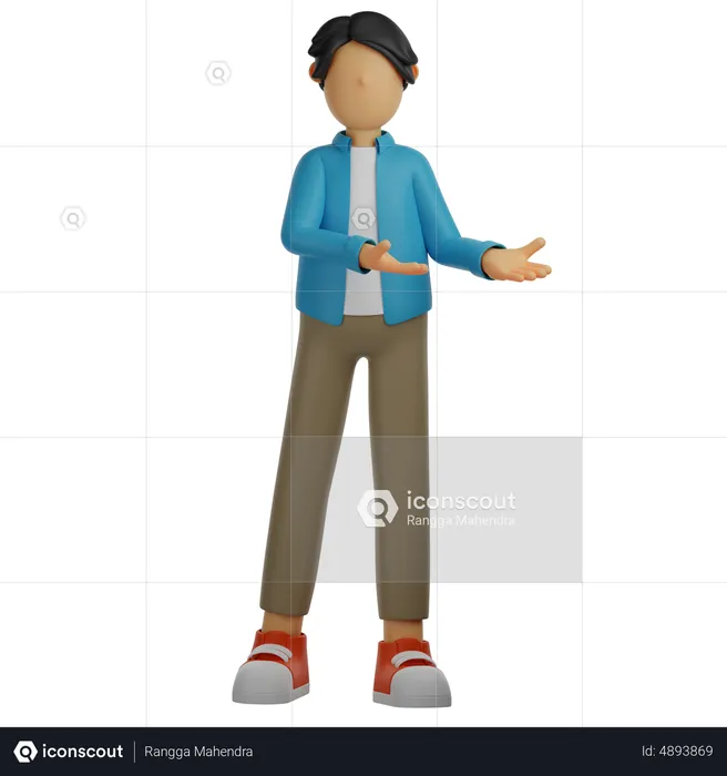 Man Presenting Something  3D Illustration