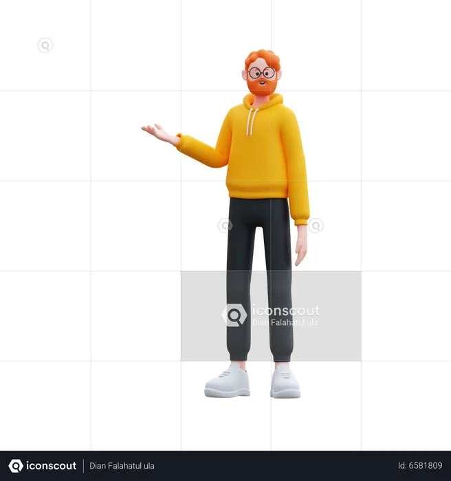 Man Presenting Something left  3D Illustration