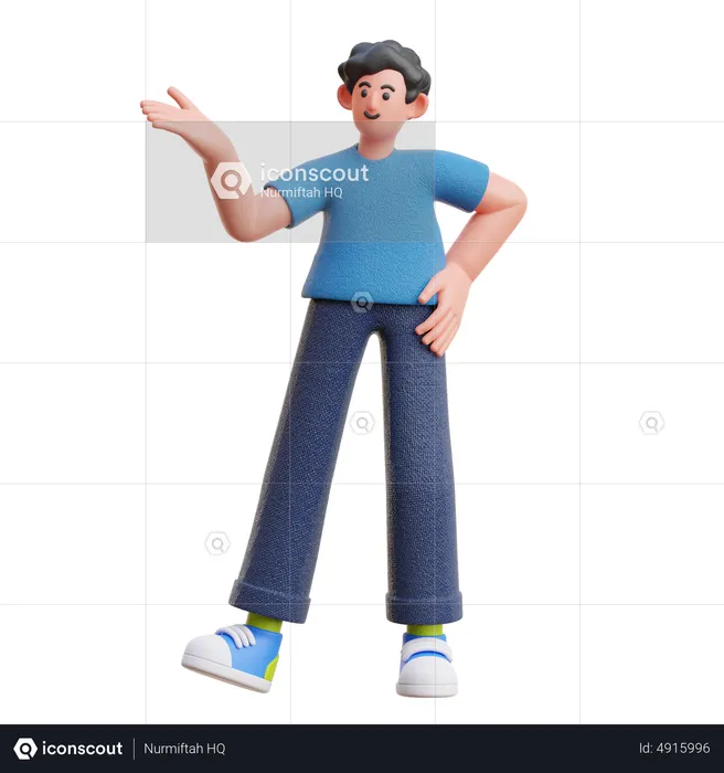 Man presenting something on his right  3D Illustration