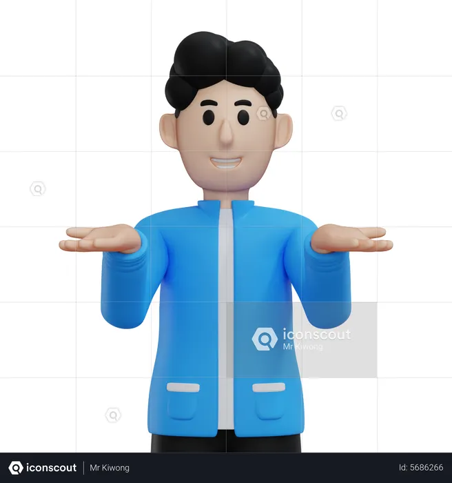 Man presenting something while standing and smiling  3D Illustration
