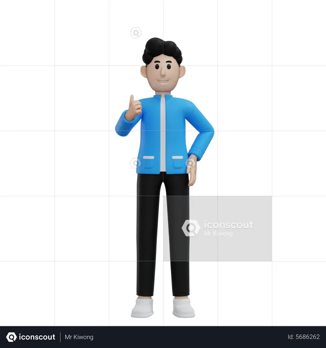 Man presenting something while standing and smiling  3D Illustration