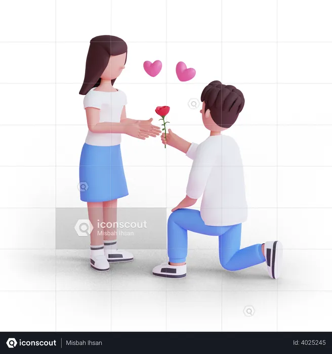 Man proposing woman  3D Illustration
