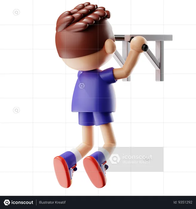 Man Pull Up Bar  3D Illustration