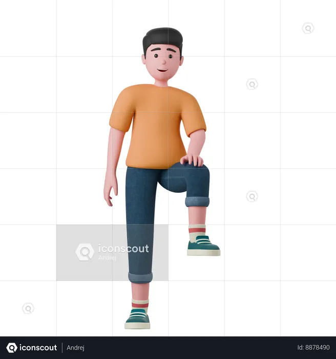 Man Put His Foot On An Object  3D Illustration
