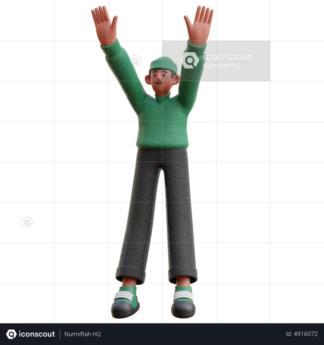 Man raising both hands  3D Illustration