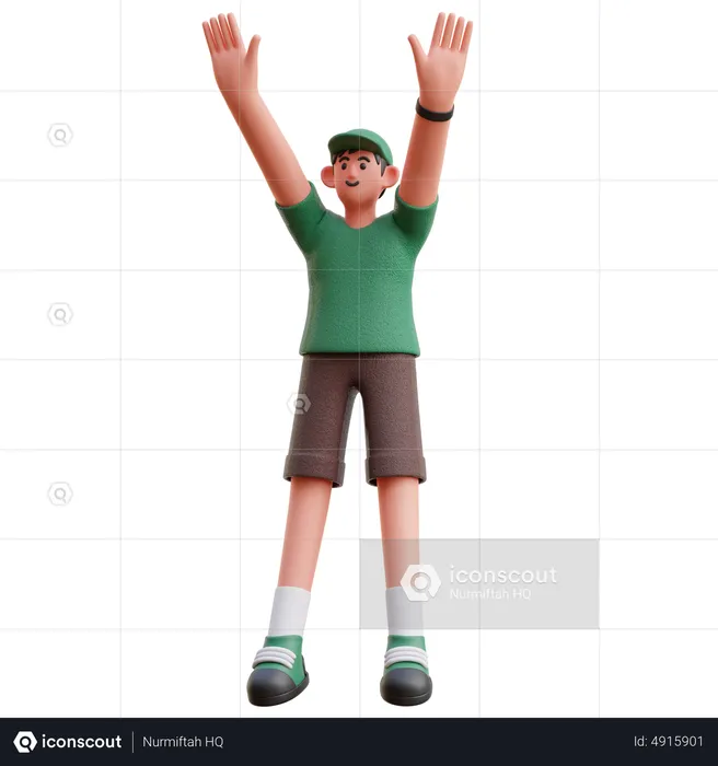 Man raising both hands  3D Illustration