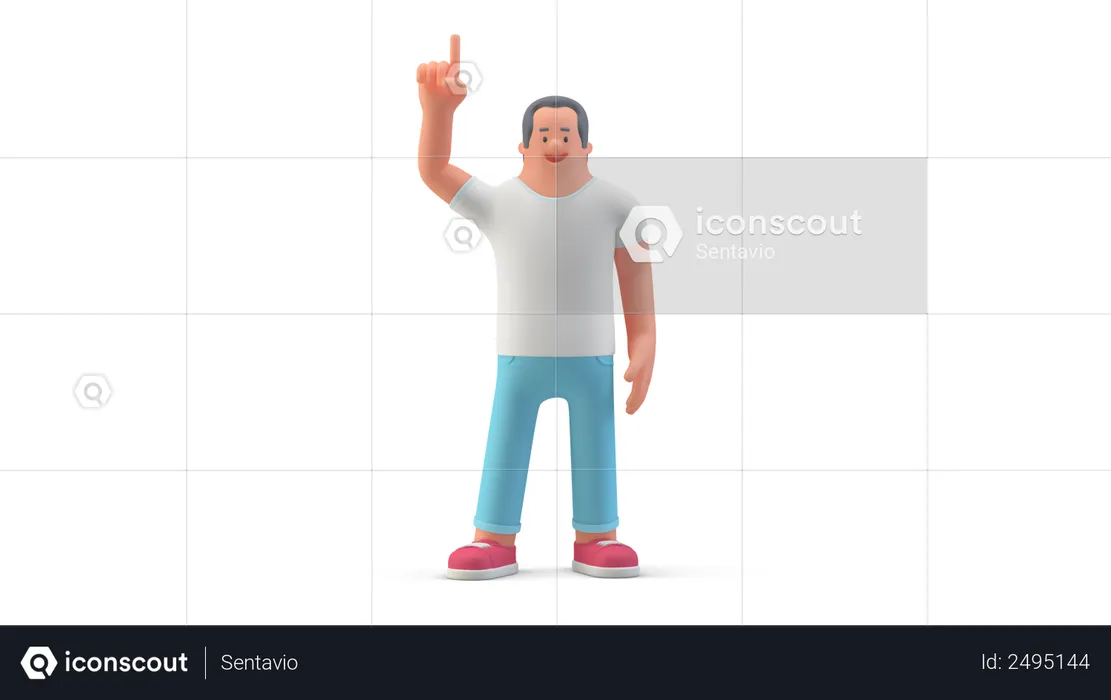 Man raising finger  3D Illustration