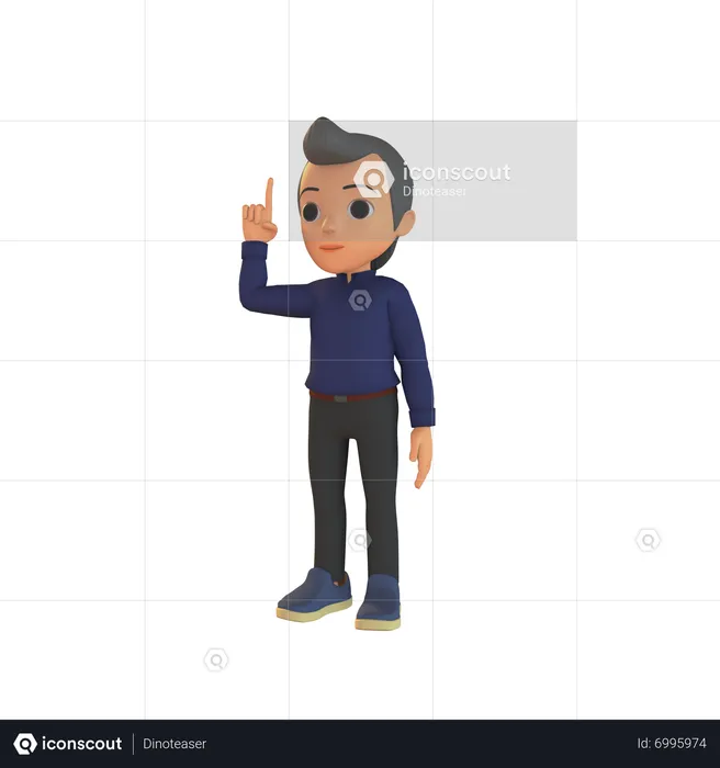 Man Raising Finger  3D Illustration