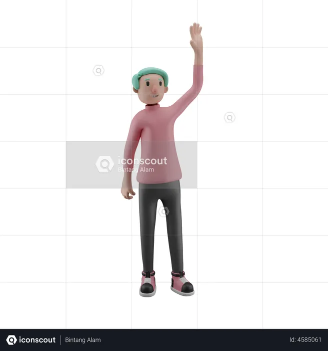 Man raising hand  3D Illustration
