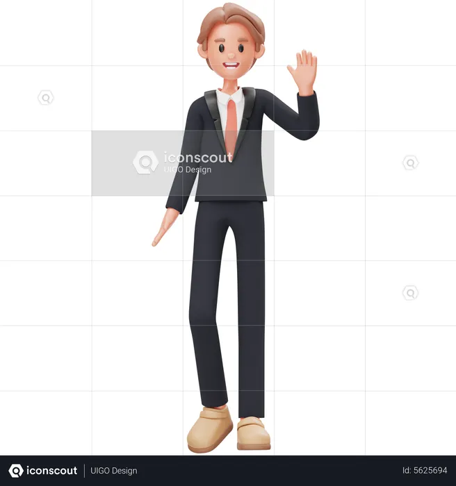 Man Raising Hand  3D Icon