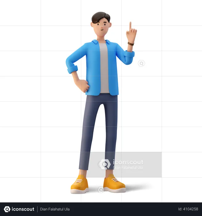 Man raising one finger  3D Illustration