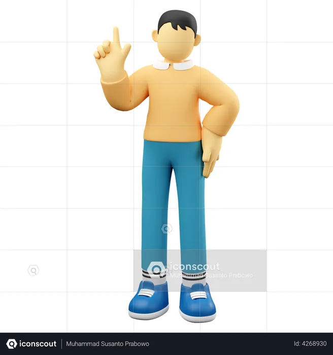 Man Raising One Finger  3D Illustration