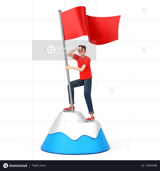Man reaching to top for success  3D Illustration