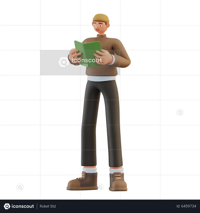 Man Reading Book  3D Illustration