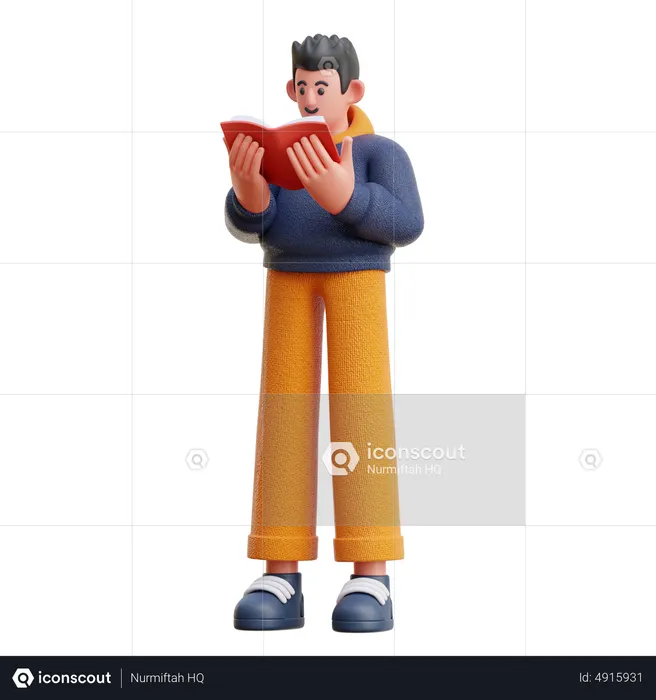 Man reading book  3D Illustration