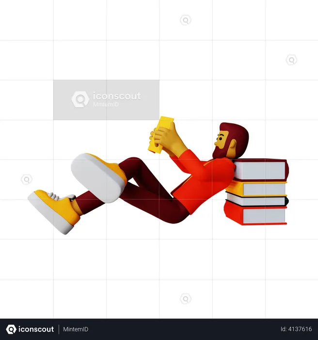 Man reading Book  3D Illustration