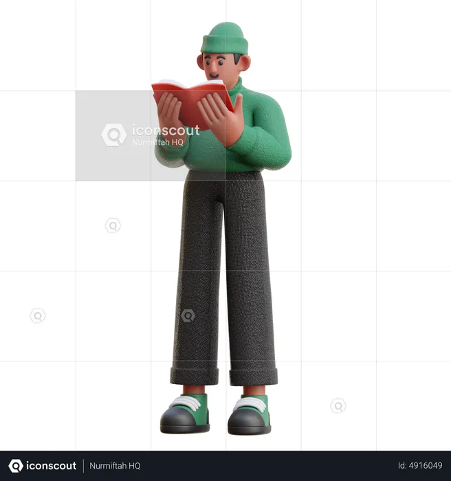 Man reading book  3D Illustration