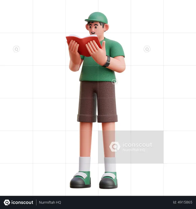 Man reading book  3D Illustration