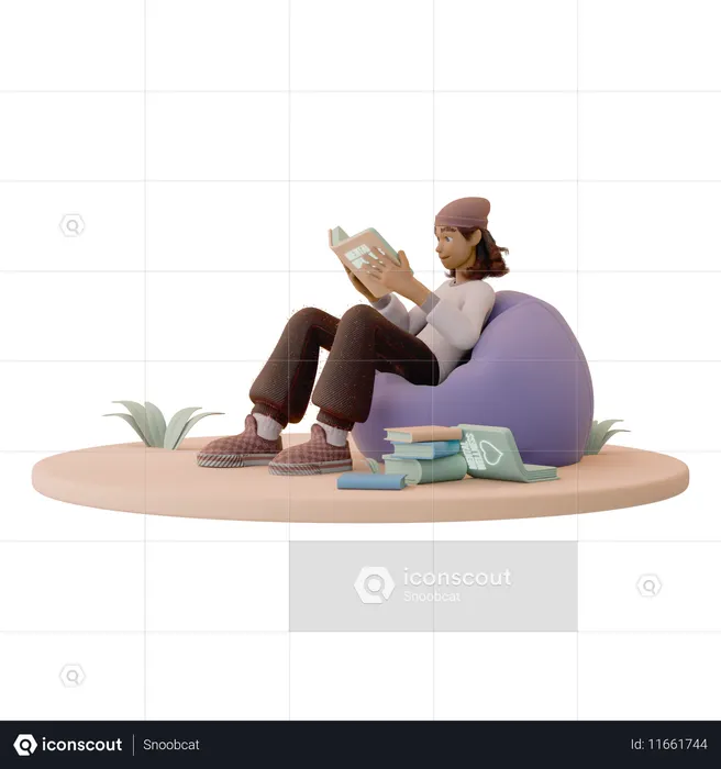 Man Reading Mental Health Book  3D Icon