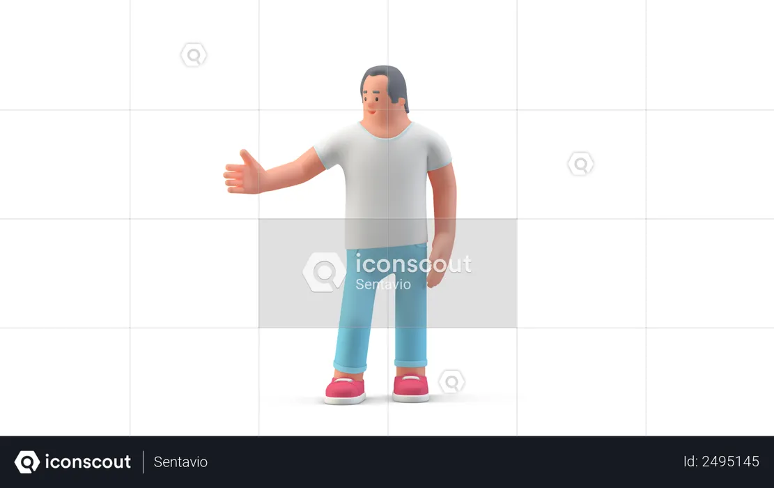 Man ready for handshake  3D Illustration