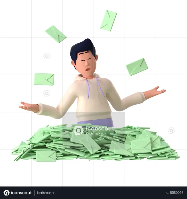 Homem recebendo spam  3D Icon