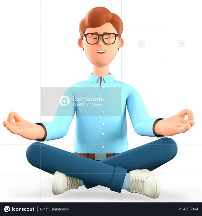 Man relaxing in yoga lotus position  3D Illustration