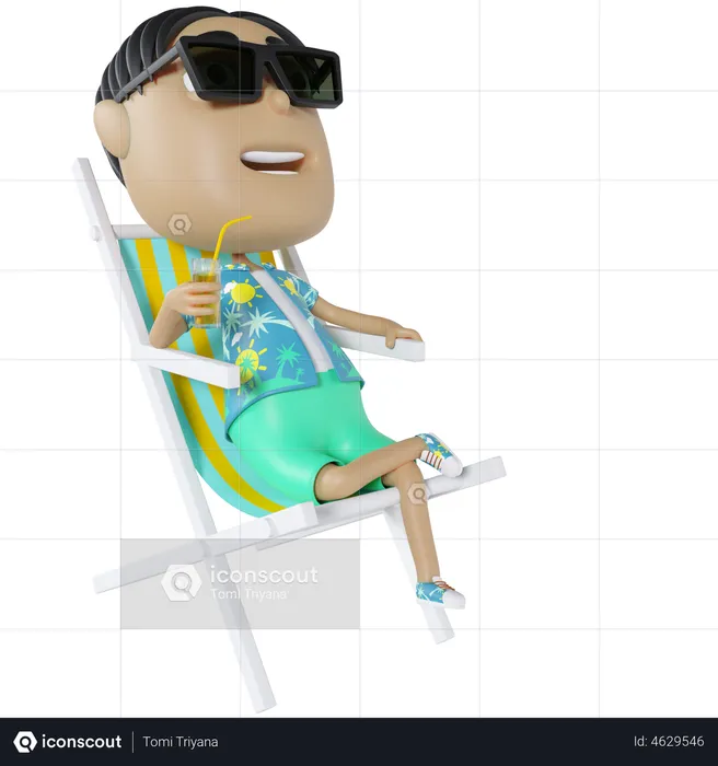 Man Relaxing On Chair  3D Illustration