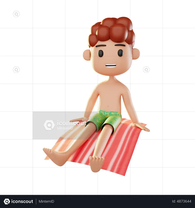 Man relaxing on the beach  3D Illustration