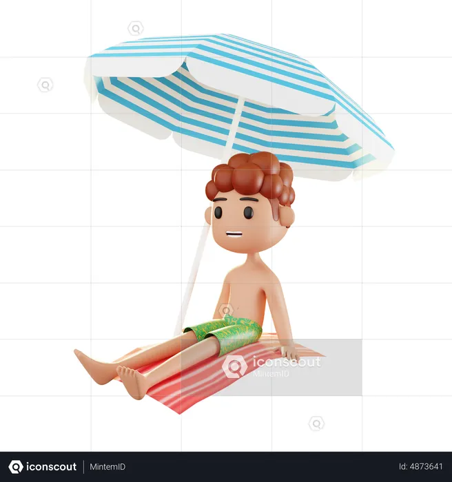 Man relaxing on the beach  3D Illustration