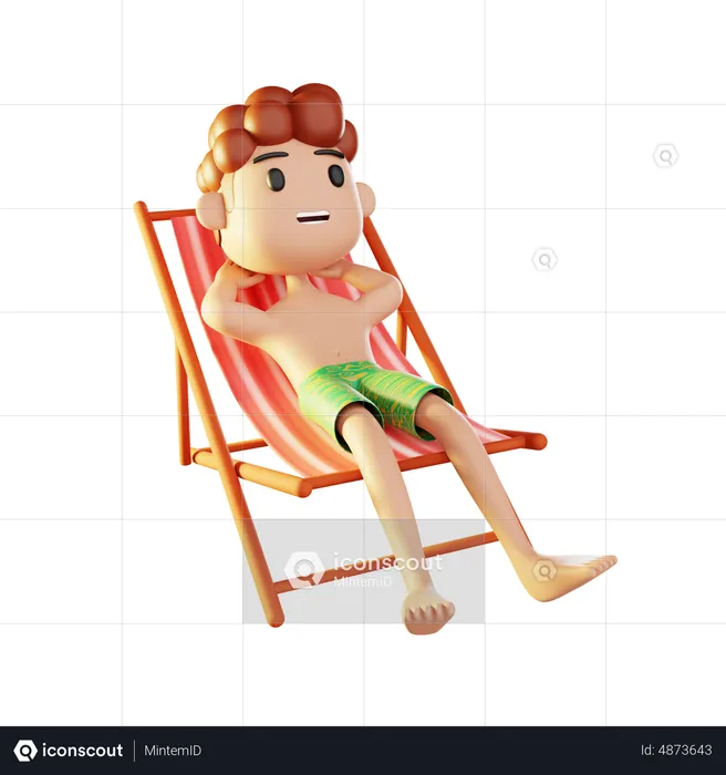 Man relaxing on the beach  3D Illustration