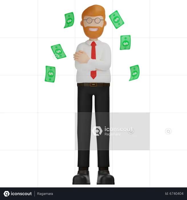 Man Rich Money  3D Illustration