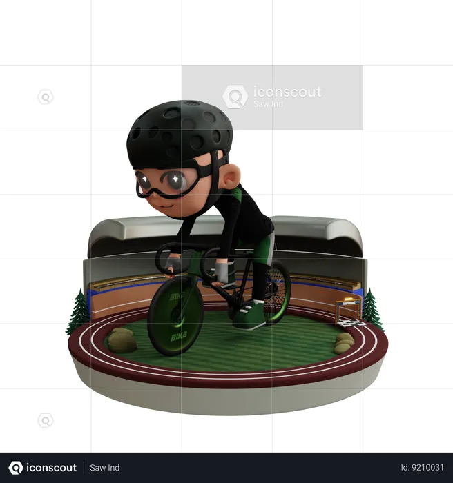 Man Riding Bicycle  3D Illustration