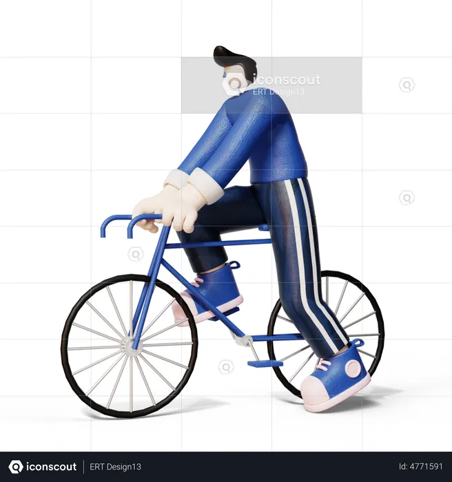 Man Riding bicycle  3D Illustration