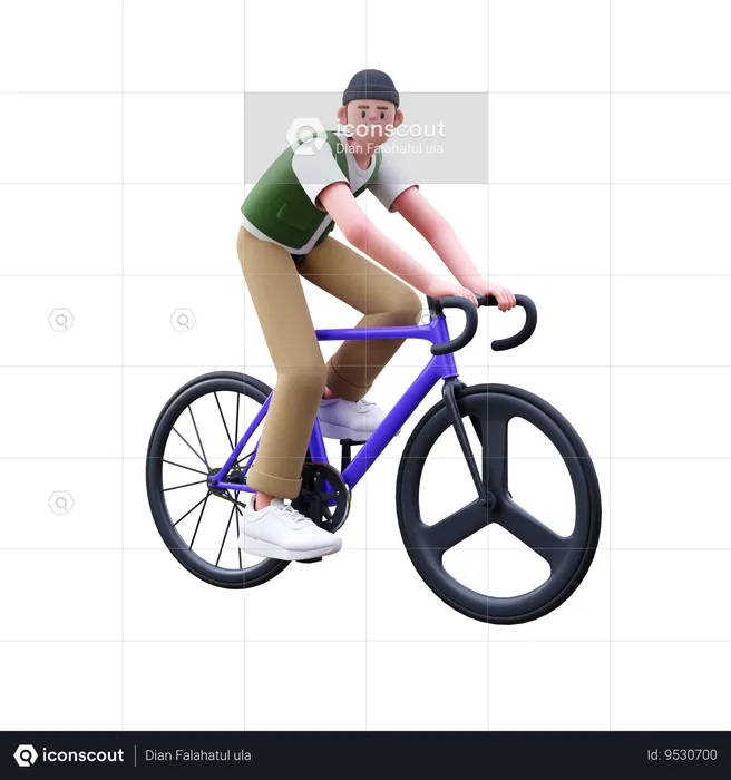 Man Riding Bike  3D Illustration