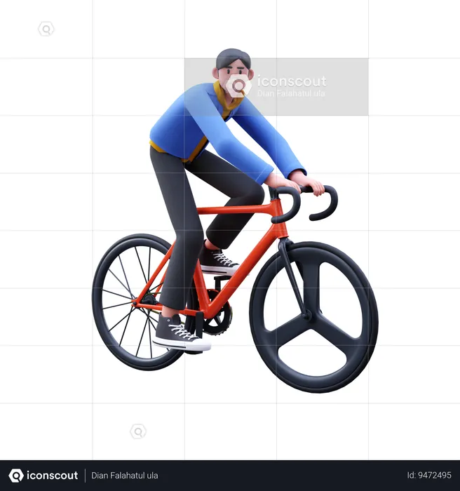 Man Riding Bike  3D Illustration