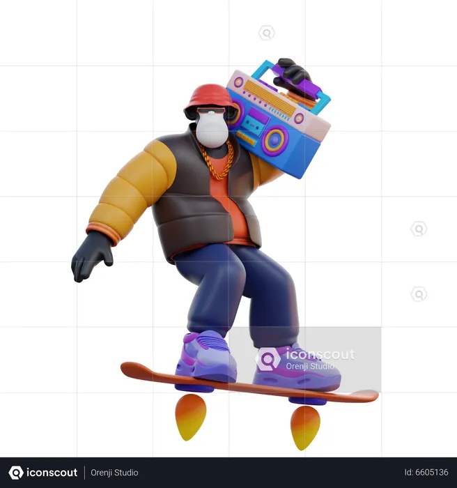 Man Riding Hoverboard  3D Illustration