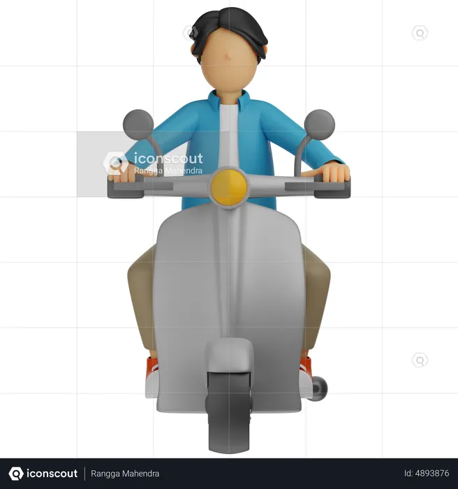 Man riding scooter  3D Illustration