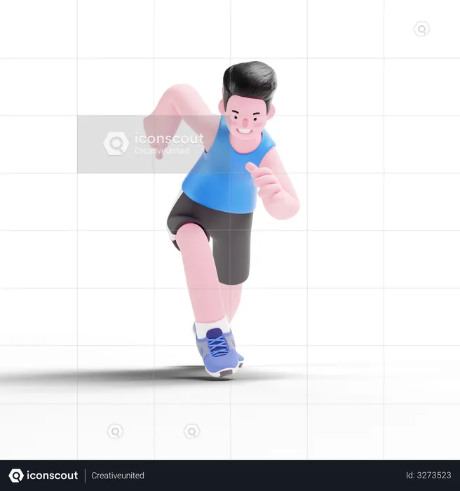 Man running in match  3D Illustration