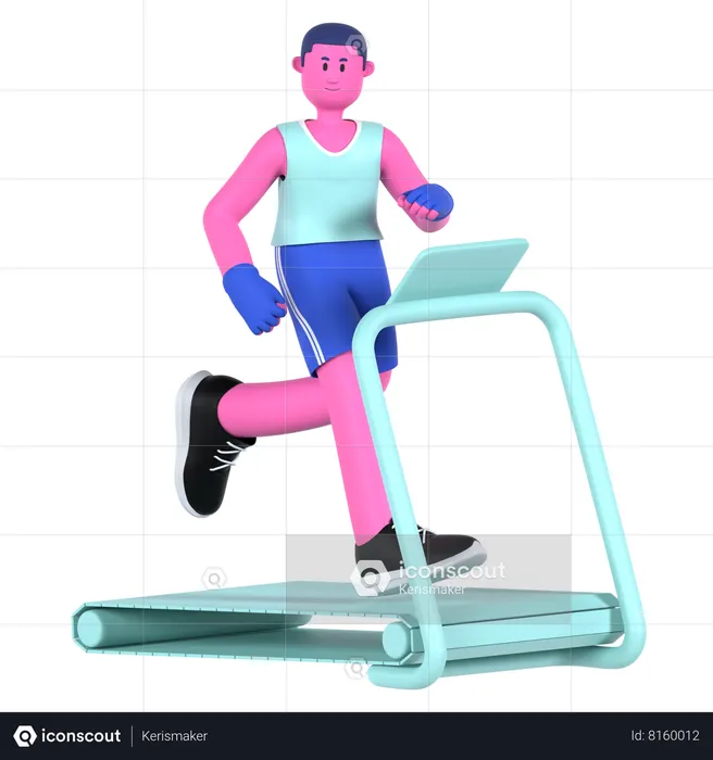 Man Running on Treadmill  3D Illustration